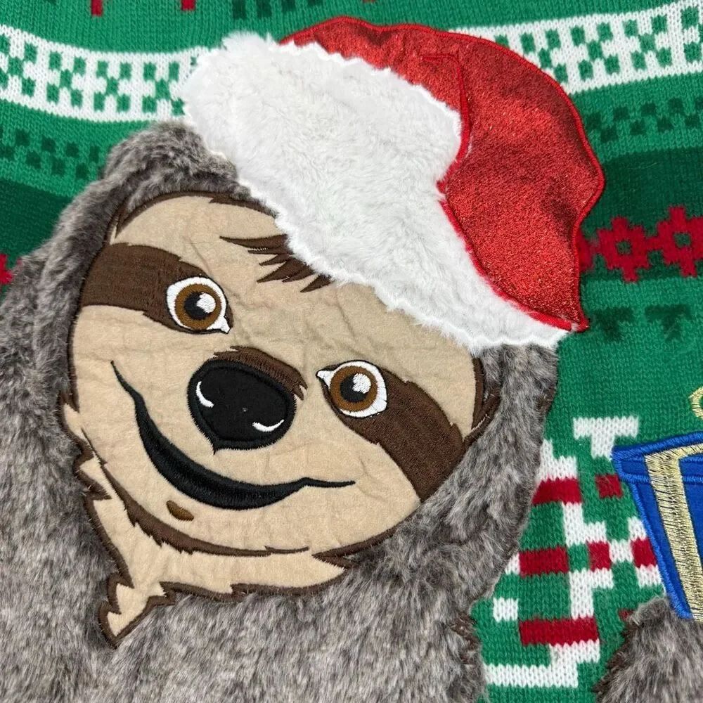 33 Degrees Ugly Christmas Sweater Sloth Wine Glass - US Unisex Size L - Picture 4 of 12